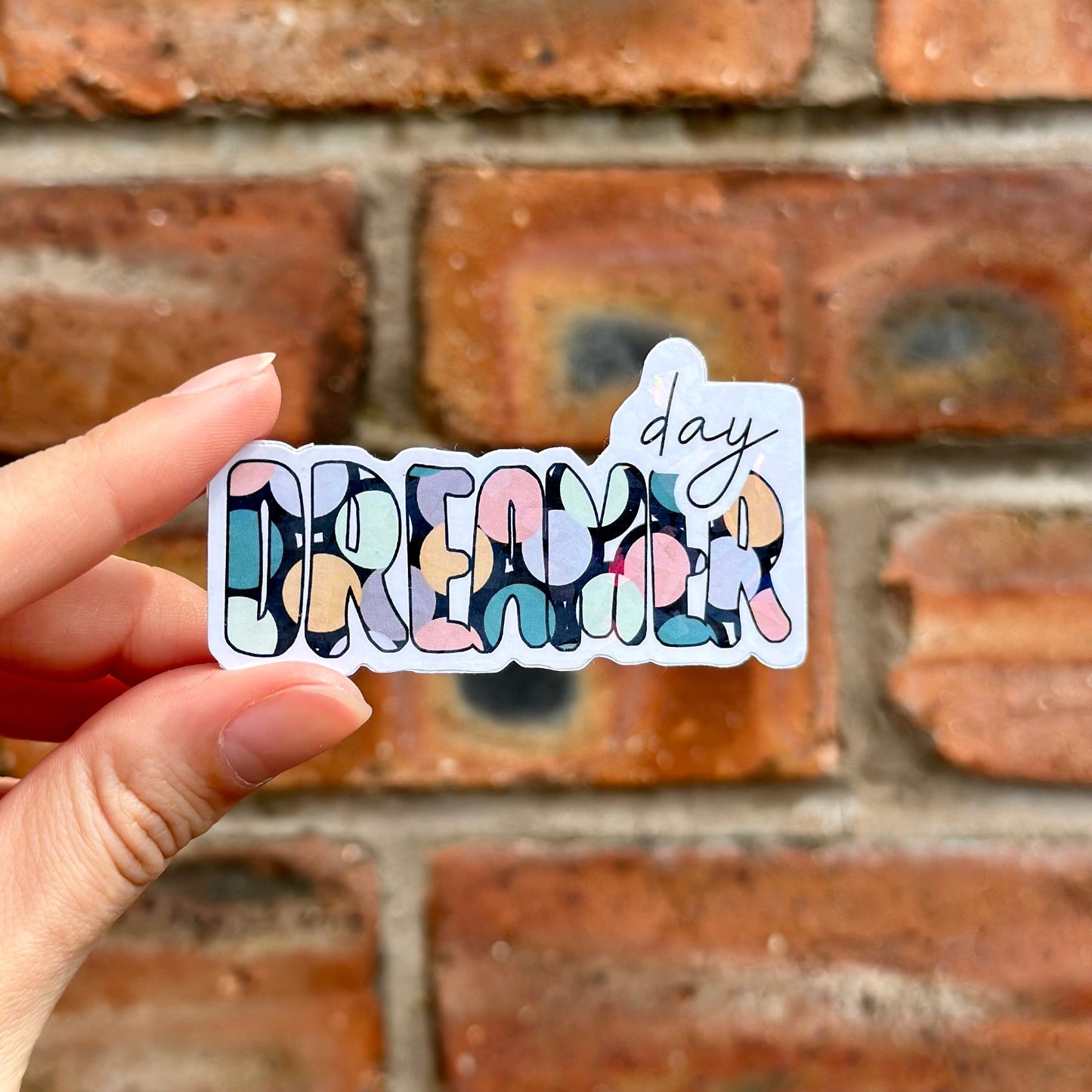 Aesthetic colorful daydreamer sticker. Frontal