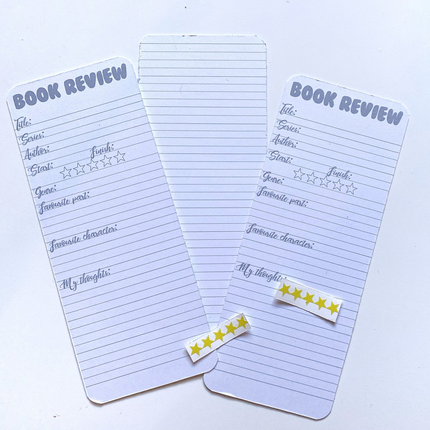 Functional book review bookmark with sticker stars