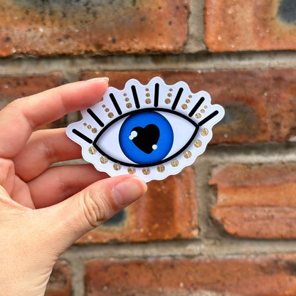 Aesthetic gold detailed evil eye Sticker . frontal