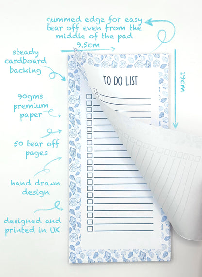 coastal-themed 'To Do List' pad with tear-off pages and descriptive text on a white background.