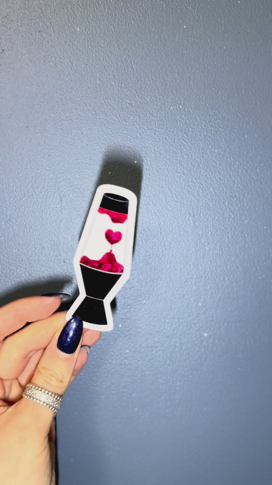 lava lamp sticker against blue wall
