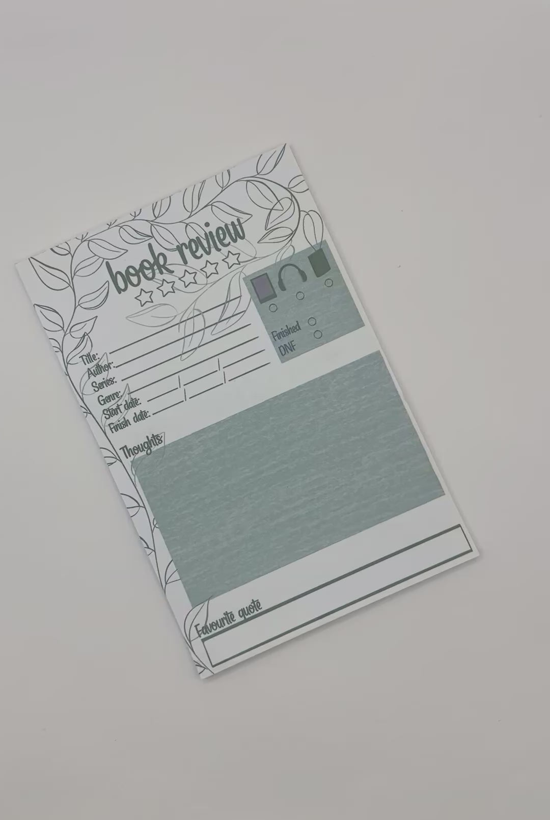 showcasing book review gummed pad